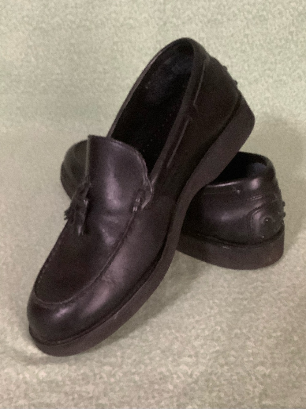 Dexter Men’s Black Leather Tassel Slip-On Loafers - Size 9.5 - 2 Wide